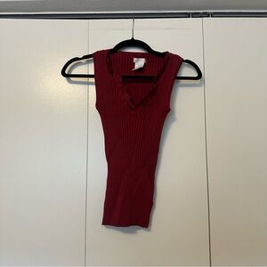5 for $25 Worthington Red Ribbed V-Neck Tank Top Lace trim